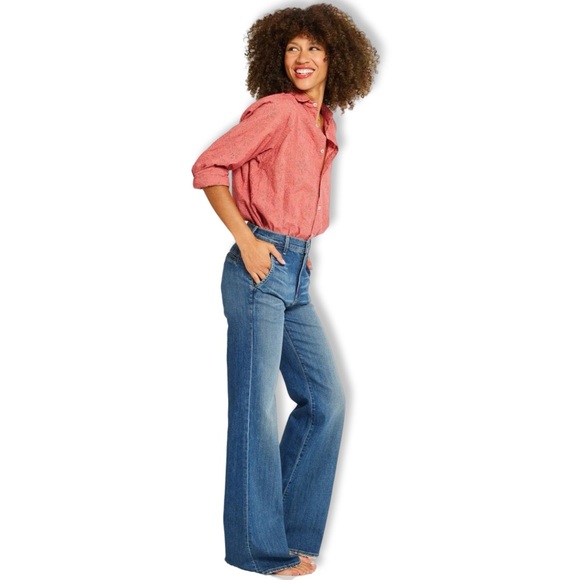 Mille Resort Travel Shirt Size XS Pink Eyelet Sofia Top Longsleeve - Picture 3 of 11